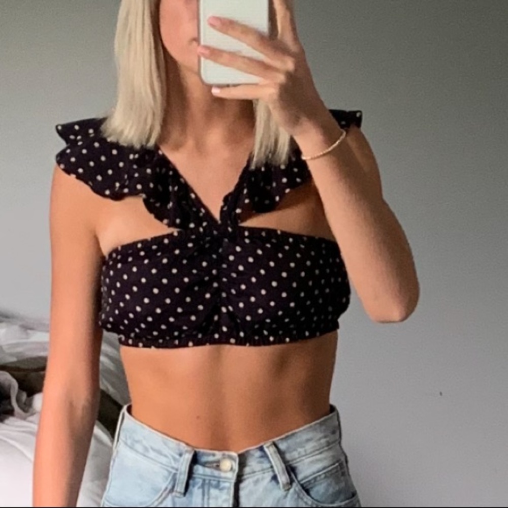 For love + lemons polka dot bandeau top